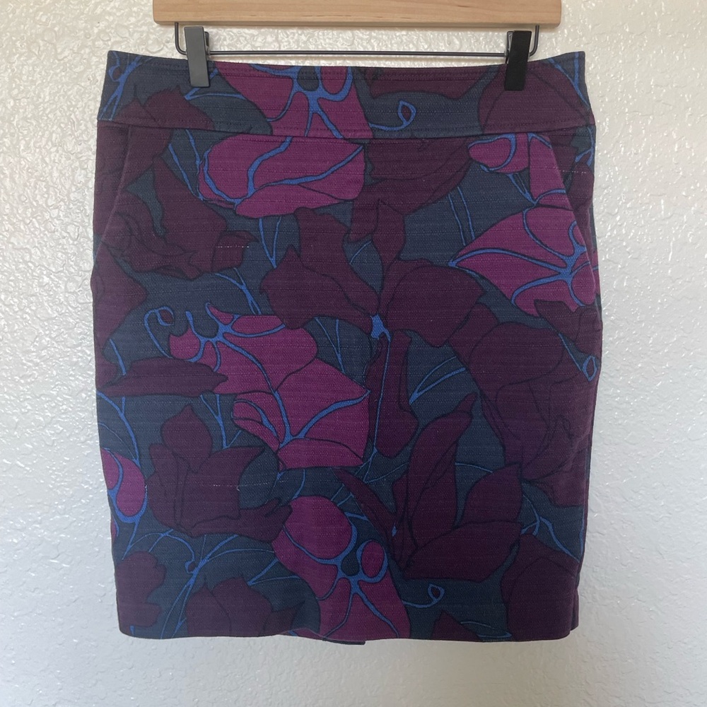 Loft Purple Floral Skirt with Pockets